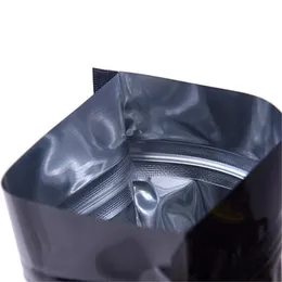 100pcs/partia aluminiowa torba foliowa samokieć zamek błyskawiczny na zamek błyskawiczny torba Restable Black Mylar Zip Zamknięcie Pokarcia Torba Torba Torba Surage 201022