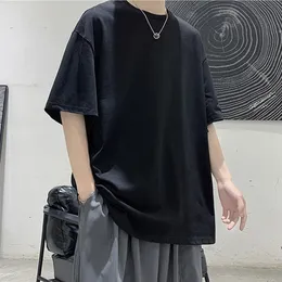 100% algodão cinco meia manga homens mulheres verão camiseta solta manga curta casual camisa básica o pescoço cor sólida oversize 220521