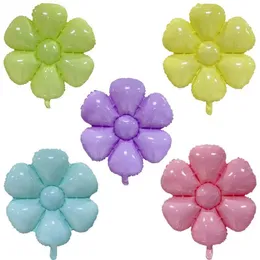 Macaron Color Daisy Aluminium Film Balloon Flowers Baby Birthday Props Wedding Daisy Party Bakgrund Dekorationer Tillbehör MJ0707