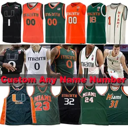 Custom 2022 Miami Hurricanes Basketball -Trikot NCAA College Dejan Vasiljevic Chris Lykes Kameron McGusty Isaiah Wong Harlond Beverly