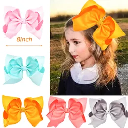 8 Inches Baby Grosgrain Ribbon Bow Barrettes Hair pins Clips Girls Large Bowknot Barrette Kids Boutique Bows Children Hair Accessories