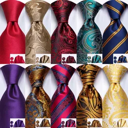 Hi-Tie Green Paisley Erkekler İçin Bağlar Hanky ​​Cufflinks Set Tasarımcı Moda Tarzı Cravat Erkek Kravat Düğün Dropshipping