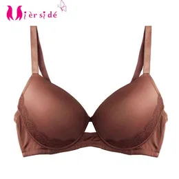 Mierside Big Cup Ladies Biełd Brown Push Up Bezprzewodowy oddychający stanik Bralette Wygodna koronkowa bielizna codzienna T220726