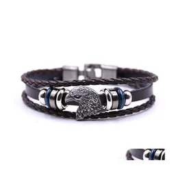 Charm armband mtilayer m￤n avslappnad f￶r kvinnor fl￤tat l￤der armband punk rock smycken chic hjewelry drop leverans dh0bn