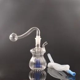 Mini bottiglia portatile Bicchiere in vetro Bong Birdcage Perc Travel Bubbler Bong d'acqua Recycler Dab Rigs con tubo per bruciatore a nafta in vetro maschio da 10 mm