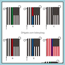 Banner Flags Festive Party Supplies Home Garden 30X45Cm Blueline Usa Police Decoration Thin Blue Line Flag Black Dhdlm