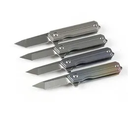 Mini Small Flipper Folding Knife D2 Steel Blade CNC TC4 Titanium Alloy Handle Necklace key chain Gift Knives Tin Box Packing