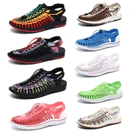 Good quality Luxury brand Designer Sandals Handcrafted Braided rope Genuine Leather Rainbow Slippers Womens Mens Tainers bone summer Beach Slipper size 35-46