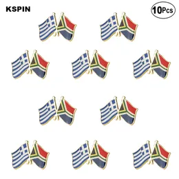 Grekland och Sydafrika Vänskap Broscher Lapel Pin Flag Badge Brosch Pins Badges 10st mycket