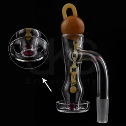 Full Weld Smoke Beveled Edge Quartz Blender Banger Set With 22mmOD Glass Terp Chains And Ruby Pearls For Dab Rigs Glass Water Pipes Bong