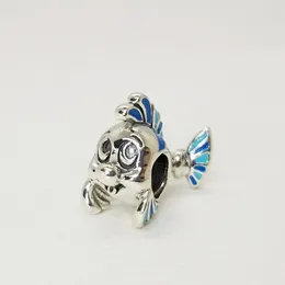 Disny The Little Mermaid Flounder Charm 925 Silver Pandora Charms for Bracelets DIY Jewelry Making kits Loose Bead Silver wholesale 798230ENMX