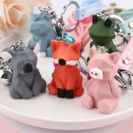 Geometrische Trim Schlüsselanhänger Kreative Cartoon Fuchs Schwein Dinosaurier Frosch Koala Puppe Paar Auto Rucksack Anhänger Geschenk