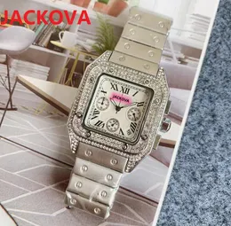 Chronograph Working Mens Diamonds Ring Watch Stopwatch automatic Date Waterproof Luxury Fashion Square Mens designer Watches Top B303u
