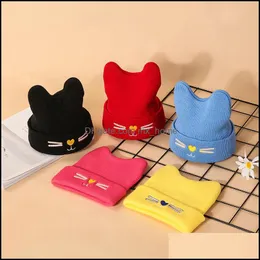 Caps Hats New Autumn Winter Kid Baby Girls Boys Hat Cartoon Cat Kids Knitted Beanies Skl Children Warm 5Colors M1 Mxhome Dh6Xk