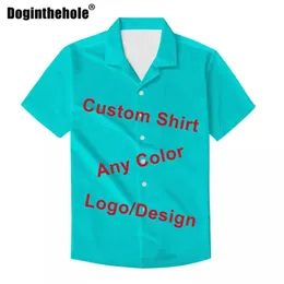 Doginthehole Camicia da uomo casual manica corta colletto cubano Stampa immagine personalizzata 3D Abbigliamento da spiaggia confortevole estivo Harajuku 220616