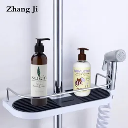 ZhangJi Badezimmer-Duschaufbewahrungshalter, Shampoo-Tablett, Duschkopfhalter, Duschstangen-Organizer, Regal, Seifenaufbewahrungsregale 220527