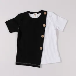 Детская одежда футболка для маленьких девочек и мальчиков круглый шея короткие рукава модная детская футболка ребристая контракта за исправление 220620