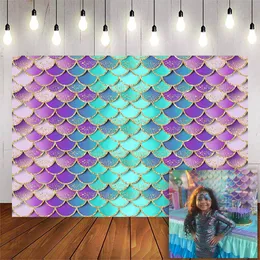 Mermaid Birthday Bornic Sclitle Mermaid Scales Bastion Bolo Cake Smash Girls Princess Recém -nascido Baby Background Studio