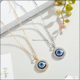 Imprezy Favor Przypisuje Świąteczne ogród domowy Ups Nowy biżuteria Turkish Eye Naszyjnik Diamond Dh9tq