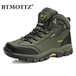 Winter Ankle Boots Men Leather Casual Shoes Outdoor Camping Waterproof Work Tooling Mens Boots Sneakers Military Army Botas 210315