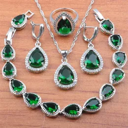 Set di gioielli personalizzati in cristallo con goccia d'acqua in argento naturale 925 Regali per feste per le donne Vendita di gioielli in argento JS0106 220726