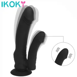 IKOKY Double Dildo Vibrators sexy Toys for Women G spot Clitoris Stimulator Anal Plug Silicone Waterproof