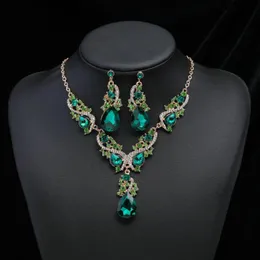 Earrings & Necklace Fashion Multiple Crystal Prom Wedding Jewelry Sets For Women Accessories Peacock Bridal SetsEarrings