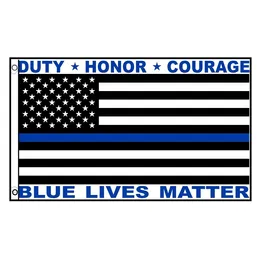 90*150cm 3x5fts blue lives matter flag Duty Honor Courage Decoration Banner Wholesale