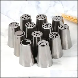 Pişirme Hamam Araçları Bakeware Mutfak Yemek Bar Ev Bahçesi 12 PCS/Set Rusya Pi Tips Kek Dekorasyon Krem Şekerleme N DHDFP