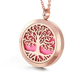 High quality stainless steel Charm Necklaces Pendants perfume Aromatherapy essential oil diffusion Tree of Life box jewel men's and women's jewelry