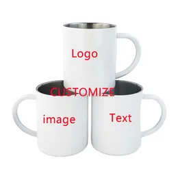 Stainless Steel Tea Cup Customize Mug DIY Cup Print Image Text 300 ML Gifts Kitchware Drinking bottle Metal coffee cup 220608