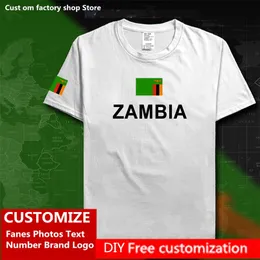 Zambiya Cumhuriyeti Zambiya Pamuk Tişört Özel Jersey hayranları DIY isim numarası Marka Moda Hip Hop Gevşek Tişört Tişört ZMB 220616GX