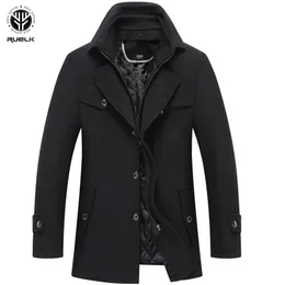 Ruelk Autumn and Winter Mens Woolen Wool Coat Fashion Classic Solid Color Double Collar Thicked Lapel Jacket Men Top 201116