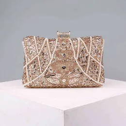 Evening Bags Embroidery Beaded Flap Design Evening Bags Diamonds Metal Small Day Clutch Party Gift Girl Purse Arrival 220316