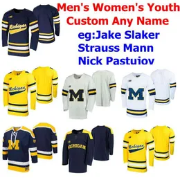 Michigan Wolverines College Hockey Maglie Maglia Garrett Van Wyhe da donna Jack Becker Luke Morgan Dakota Raabe Sam Piazza Cucita personalizzata