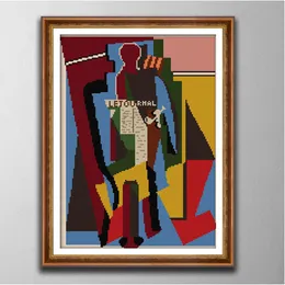 Picasso-siedzący mężczyzna z rurowymi ściegami haftowymi