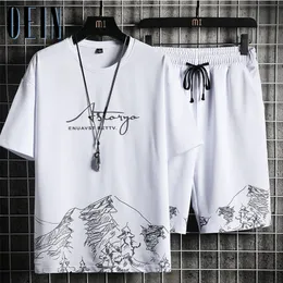 OEIN Männer Shorts Sets Mode Streetwear Druck T Shirts Sport Anzüge Sommer Casual Männer Kleidung Trainingsanzüge 220708