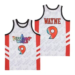 Man TV -serie Filmtröjor En annan värld 9 Dwayne Wayne Basketball Uniform White Color Hip Hop Embroidery och sömda för Sport Fans Hiphop High/Top Quality