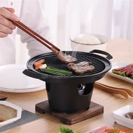 Mini BBQ grill japansk alkohol spis en person hem rökfri grill utomhus ugn tallrik rostning spis köttverktyg 220809