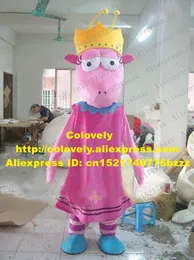 Mascote boneca traje bonito monstro rosa carneiro princesa mascote traje mascotte yeanling cabra cordeiro com coroa amarela longo vestido rosa no.2774 fr