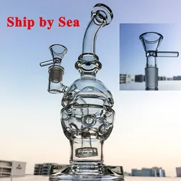 Faberg Egg Recycler Hookahs Showerhead Szwajcarskie szklane bongi 9 cali 14 mm przezroczyste platformy odrobinowe grube Pyrex Glass Rury wodne Akcesoria Wysyłka