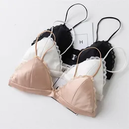 BEFORW New Summer Bralette Lace Splice Elastic Straps Wireless Sexy Bra Cozy Seamless Bras For Women Lace Tops Sexy Lingerie T200609