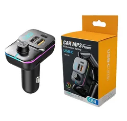 C24 Neues Dual-USB-Auto-Kit, Schnellladegerät, FM-Transmitter, Bluetooth-Adapter, kabellose Freisprecheinrichtung, Stereo-MP3-Player, bunte Lichter, FM-Modulator