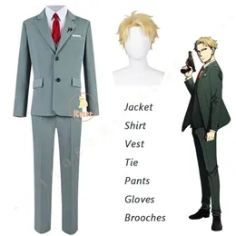 Anime Spy X Family Loid Forger Cosplay Costume Light Green Suit Short Blond Wig Twilight Outfit Shirt Tie Men Clothes Halloween a220812
