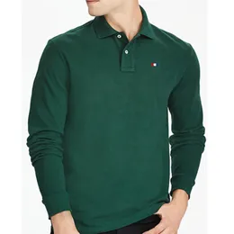 Mens Polos Mens 100% Cotton Autumn Long sleeve Embroidery Polo Shirt Casual B 220823