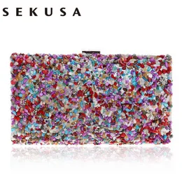 Borse da sera Sekusa Diamonds Diamonds Candy Borsa da sera Summer Fashion Femminile Piccolo giorno frizione a tracolla catena di borse portachiavi telefono 220321