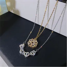 Nuovo design cuore quadrifoglio ciondolo magnetico collana per le donne ragazze moda zircone acciaio al titanio gioielli regalo di Natale GC1083