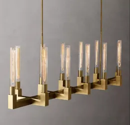 Lustres lineares lâmpadas modernas vintage vidro led cromo lesmas de metal preto de bronze bastlear quarto de sala de estar brilho