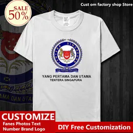 Singapur Ordusu Pamuk Tişört Özel Jersey hayranları DIY isim numarası Tshirt High Street Moda Hip Hop Gevşek Tişört Tişört 220616