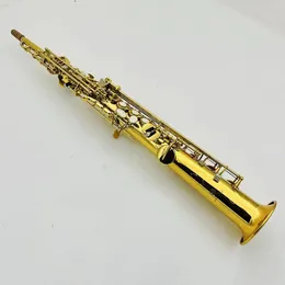 Hot Selling YSS-475 Soprano Saxophone Straight B Flat mässing Gold Lackered Professional Musical Instrument med Case